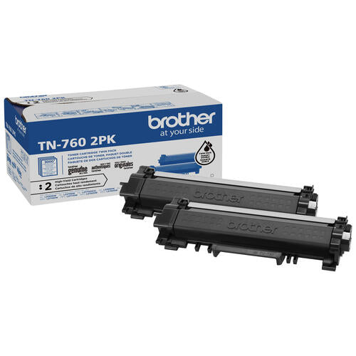 Brother TN-760 High Yield Toner Cartridge 2 PACK