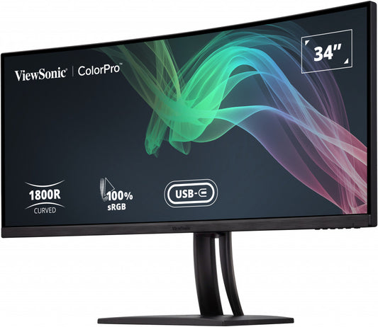 34”( Viewable) UWQHD+ Pantone validated 100% sRGB Curved monitor with docking station