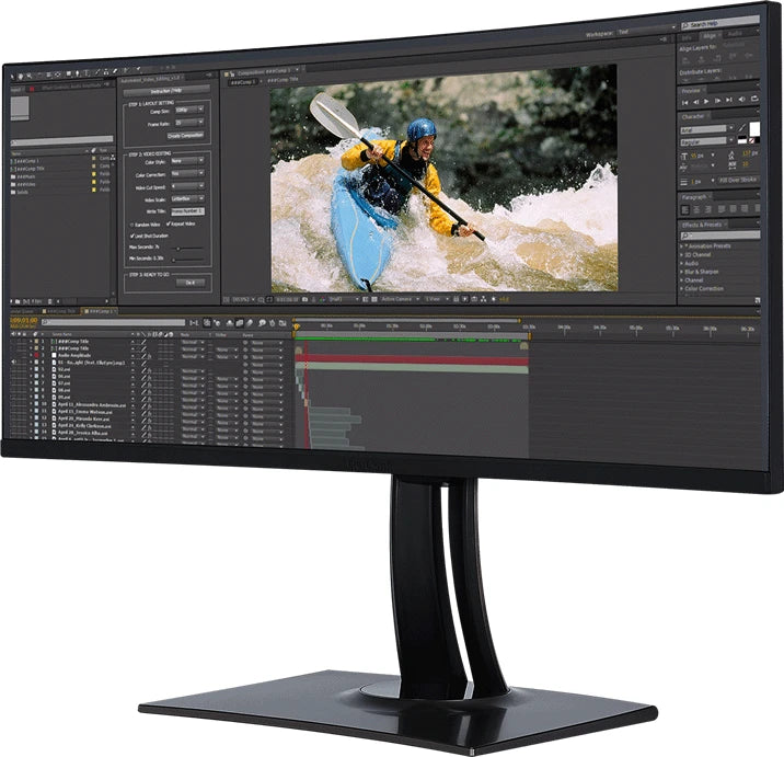 34”( Viewable) UWQHD+ Pantone validated 100% sRGB Curved monitor with docking station